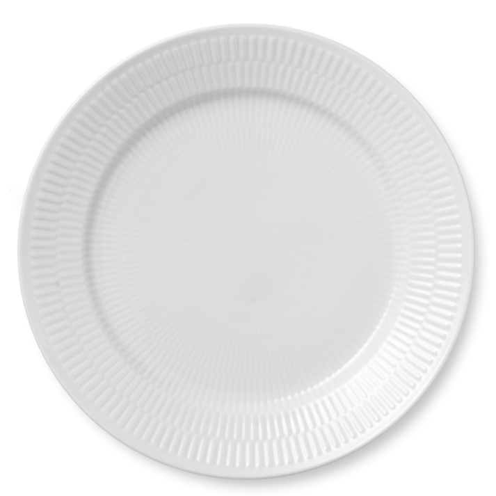 Hvid Riflet tallerken - 27 cm.